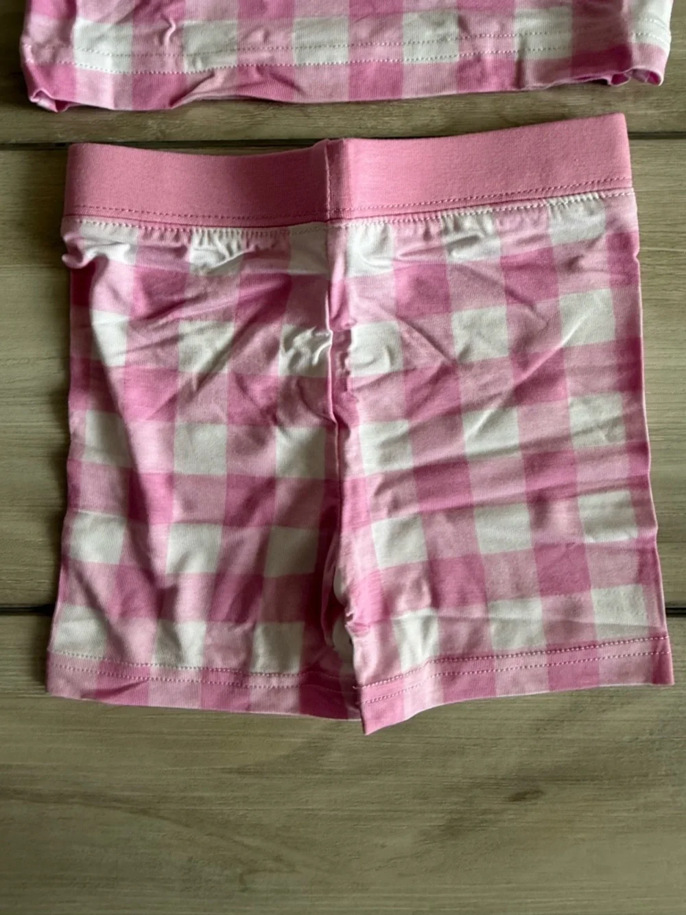 Little Sleepies Pajama Short Set Pink Check 12-18 months NWT